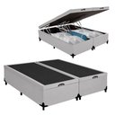 Ver imagem 1 de Cama Box com Baú Casal Bipartido Sintético Pneumático Cinza Royal Sleep
