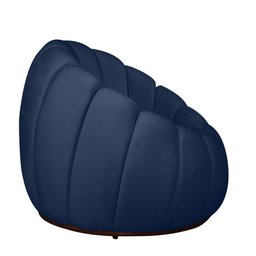 Poltrona Decorativa Concha Base Arco Giratória Veludo Cor Marinho - 5