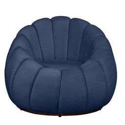 Poltrona Decorativa Concha Base Arco Giratória Veludo Cor Marinho - 6