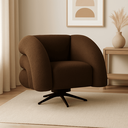 Ver imagem 2 de Poltrona Decorativa Giratória Micheli Orgânica Boucle Marrom - Montanaris Decor