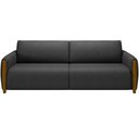 Ver imagem 4 de Sofá 03 Lugares para Sala de Estar Pés em Madeira 223 Cm Flora M03 Couríssimo Preto - Lyam Decor