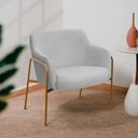 Ver imagem 2 de Poltrona Decorativa Jade Base Aço Ouro Fosco Bouclé Cinza Claro - Nexta Casa