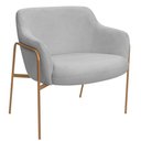Ver imagem 1 de Poltrona Decorativa Jade Base Aço Ouro Fosco Bouclé Cinza Claro - Nexta Casa