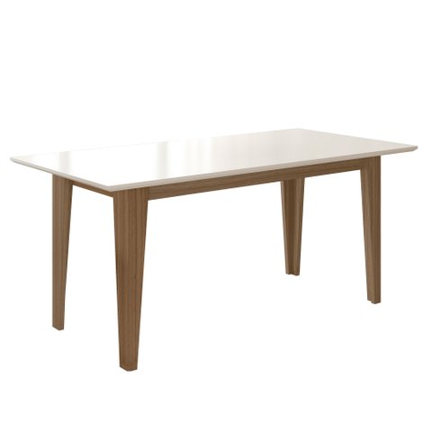Mesa de Jantar Retangular Tampo Chanfrado 160cm Liz Carvalho/off White - Poliman