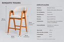 Ver imagem 6 de Banqueta Tessara Madeira Macica Encosto Concha MDF Laminado Linho Cru
