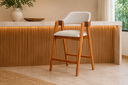 Ver imagem 1 de Banqueta Tessara Madeira Macica Encosto Concha MDF Laminado Linho Cru