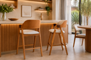 Ver imagem 2 de Banqueta Tessara Madeira Macica Encosto Concha MDF Laminado Linho Cru