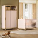 Ver imagem 1 de Quarto de Bebê com Berço Slim 4315 e Roupeiro 5085 Flora Rosa Qmovi