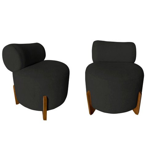 Kit 2 Poltronas Decorativa Mônaco Veludo Preto