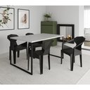 Ver imagem 1 de Mesa Jantar Retangular Manchester Branca 4 Cadeiras Pretas Diamond Sala Cozinha - Branco/preto