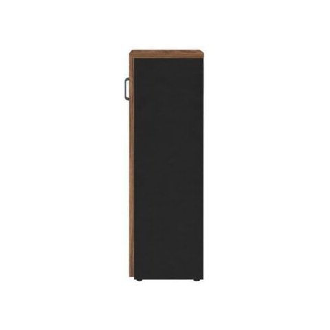 Armário Escritório com Chave e Nichos Tampo 40mm – 1,61×0,80×0,45m Madeira Nogal Sevilha / Preto