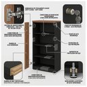 Ver imagem 6 de Armário Escritório com Chave e Nichos Tampo 40mm – 1,61×0,80×0,45m Madeira Nogal Sevilha / Preto