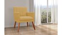 Ver imagem 3 de Poltrona Decorativa Cecília Couro Amarelo Pés Madeira Mz Decor