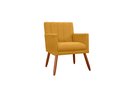 Ver imagem 1 de Poltrona Decorativa Cecília Couro Amarelo Pés Madeira Mz Decor