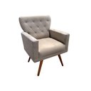 Ver imagem 3 de Kit Namoradeira + 2 Poltronas Decorativa Aurora Suede Bege Pés Madeira Mz Decor