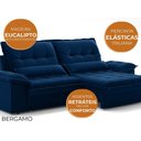 Ver imagem 3 de Sofá Bergamo 2,90m Retrátil e Reclinável Veludocristal Azul Marinho - Netsofas
