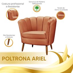 Kit 2 Poltrona Decorativa Ariel e Puff Redondo Star Confort - 7