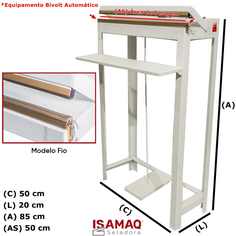 Seladora de Embalagens Plásticas Pedal com Temporizador 50cm Sela e Corta - 2