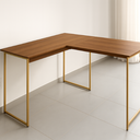 Ver imagem 2 de Mesa em L Estilo Industrial Escrivaninha de Canto Escritório Estudo 120x90 Max - Freijó/doourado