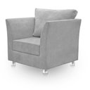 Ver imagem 4 de Poltrona Cadeira Decorativa para Sala e Quarto Lisboa Suede Cinza Claro