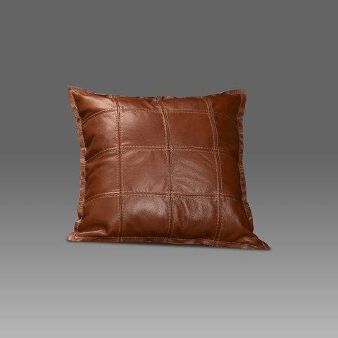 Almofada Decorativa de Couro Legítimo 50x50cm Bella Conhaque - Mozzelar