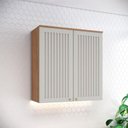 Ver imagem 1 de Armário Aéreo 2 Portas Ripado 80 Cm Ambiente Requinte Nature Areia Hp – Henn