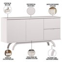 Ver imagem 7 de Kit Aparador Buffet Bar Living com Cristaleira Adega Vicky N01 Off White - Lyam Decor