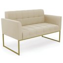 Ver imagem 1 de Sofá Namoradeira Base Industrial Dourado Ana Suede Bege - Ibiza