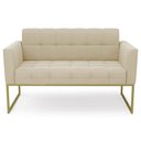 Ver imagem 6 de Sofá Namoradeira Base Industrial Dourado Ana Suede Bege - Ibiza