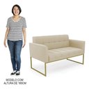 Ver imagem 5 de Sofá Namoradeira Base Industrial Dourado Ana Suede Bege - Ibiza