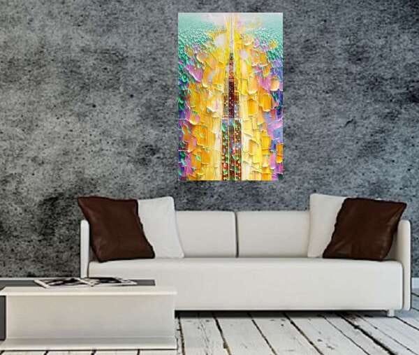 Quadro Pintura Tela Cidade Paisagem Urbana Cod 2440 150cm A X 90cm L Madeiramadeira 7407