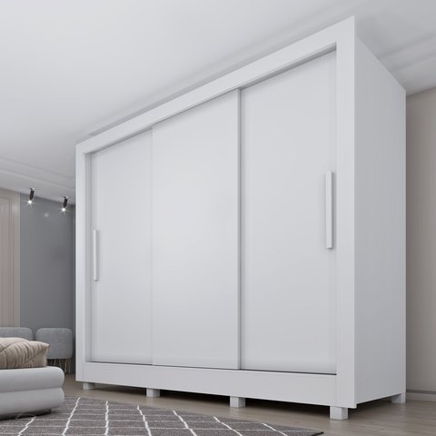 Guarda Roupa Casal 3 Portas Taiffa 190cm com Pés Yescasa Branco/Neve
