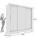 Ver imagem 3 de Guarda Roupa Casal 3 Portas Taiffa 190cm com Pés Yescasa Branco/Neve