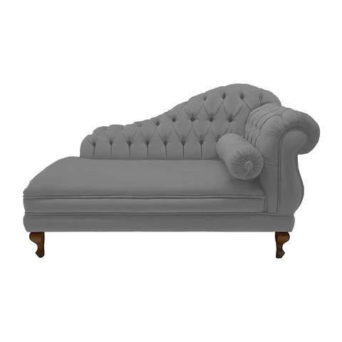 Recamier Divã Namoradeira Larissa 185cm Esquerdo de Quem Senta Suede Cinza - Incasa Decor