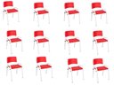 Ver imagem 2 de Kit 12 Cadeira Iso Infantil Creche, Escola Base Branco Vermelho