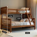 Ver imagem 2 de Beliche com Cama Casal Solteiro Madeira Maciça Grade Escada