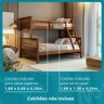 Beliche com Cama Casal Solteiro Madeira Maciça Grade Escada - 4