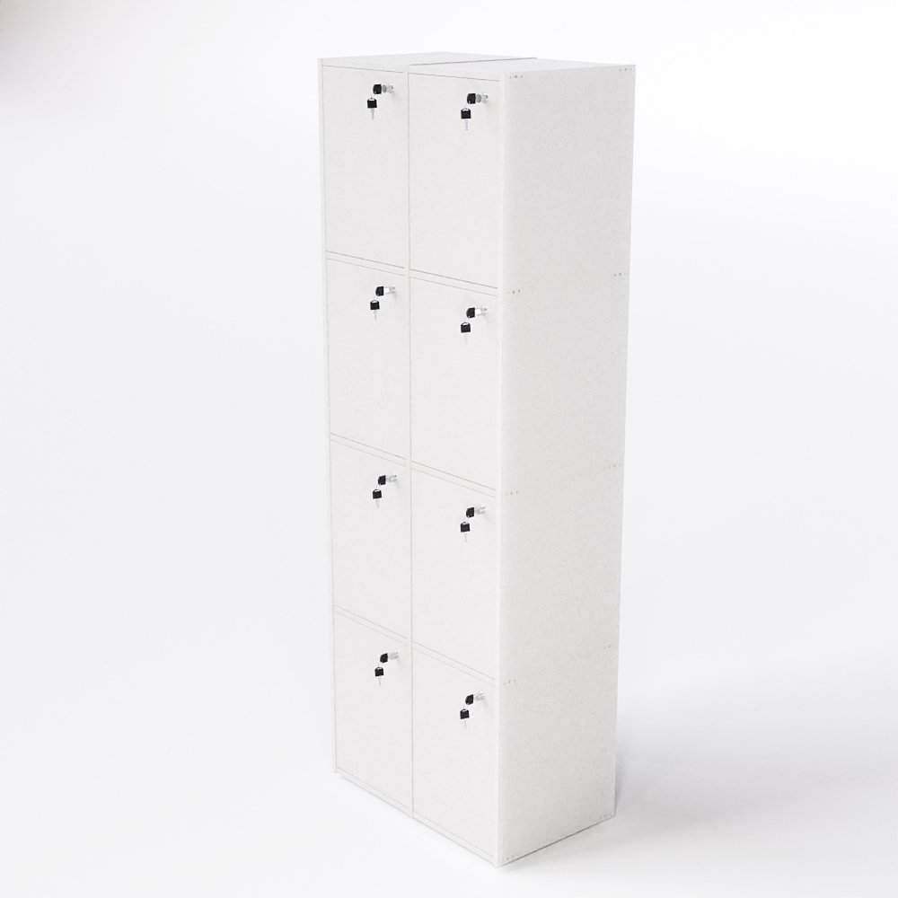 Armário Locker Guarda Volumes 8 Portas com Chave Cor:branco