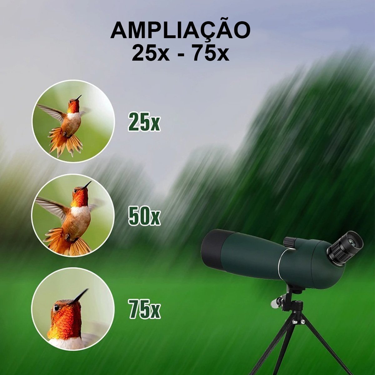 Luneta Telescopio Monocular Suporte Celular Zoom Ajustavel Mira Alvo Caçada Camping Aves Passaros Ca - 4