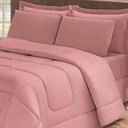 Ver imagem 2 de Kit Edredom Confort Casa Dona Dupla Face Casal Queen 6 Pçs Com Lençol Rosé
