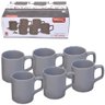 Jogo de Xicara para Cafe de Porcelana Cinza C/ 6 Pecas 100ml - 1