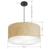 Lustre Pendente Cilíndrico Vivare Free Lux Pe-4386pr Cúpula em Tecido - 50x25cm - 1