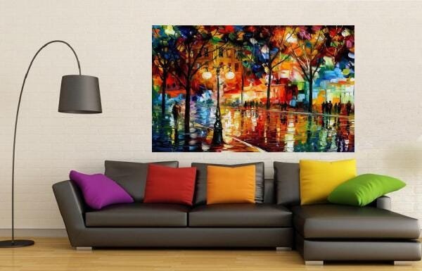 Quadro Pintura Tela Cidade Paisagem Urbana Cod 4022 90cm A X 150cm L Madeiramadeira 0111