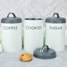 Kit 3 Latas Potes de Metal Minimalista Café Açúcar Biscoito:Chumbo - 2