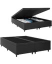 Ver imagem 1 de Cama Báu Box Base Casal Bipartido Sintético Preto com Pistão a Gás