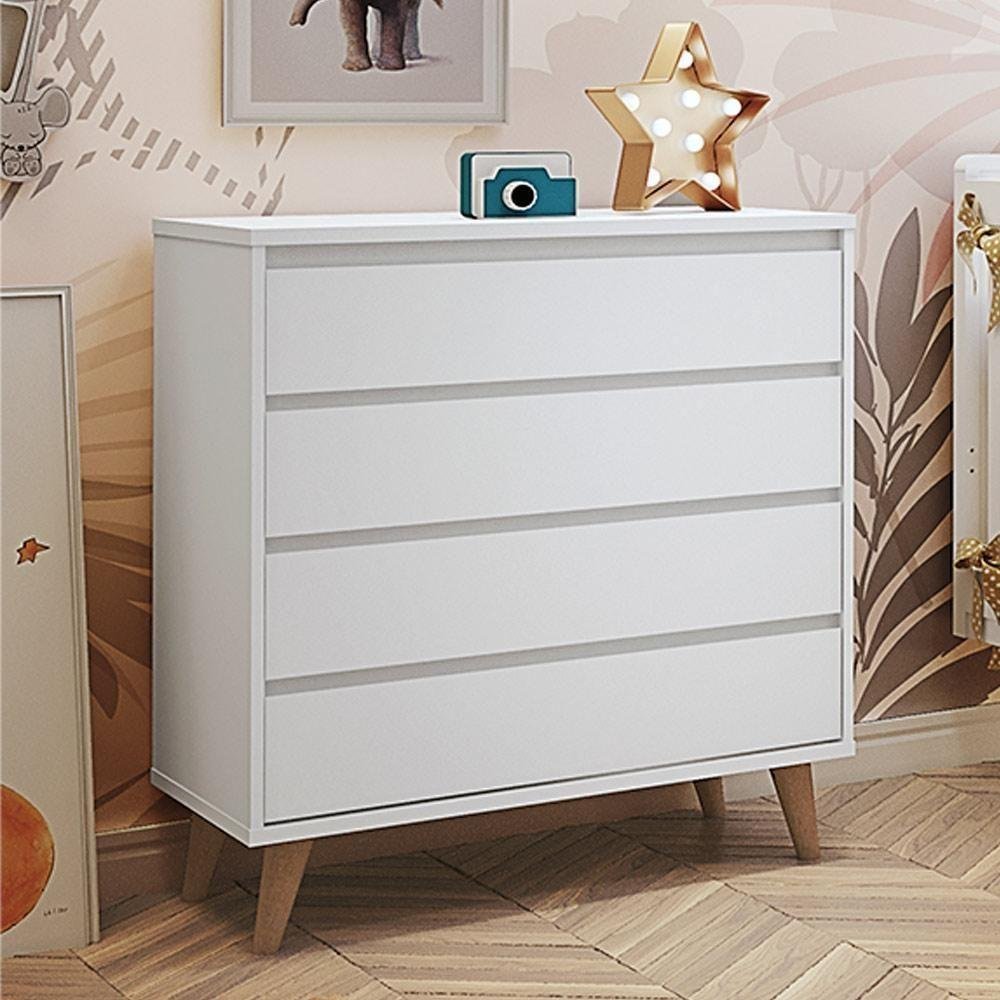 Quarto De Bebê Berço 3 Em 1 Cômoda Branco Bétula - 3