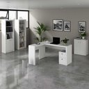 Ver imagem 1 de Kit Escritório Completo com Mesa em L Gavetas e Estantes Cor:branco