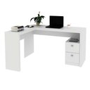 Ver imagem 6 de Kit Escritório Completo com Mesa em L Gavetas e Estantes Cor:branco