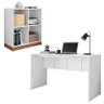 Livreiro e Mesa para Escritório 136cm Cubic Branco Louro Freijó - Caemmun - 1