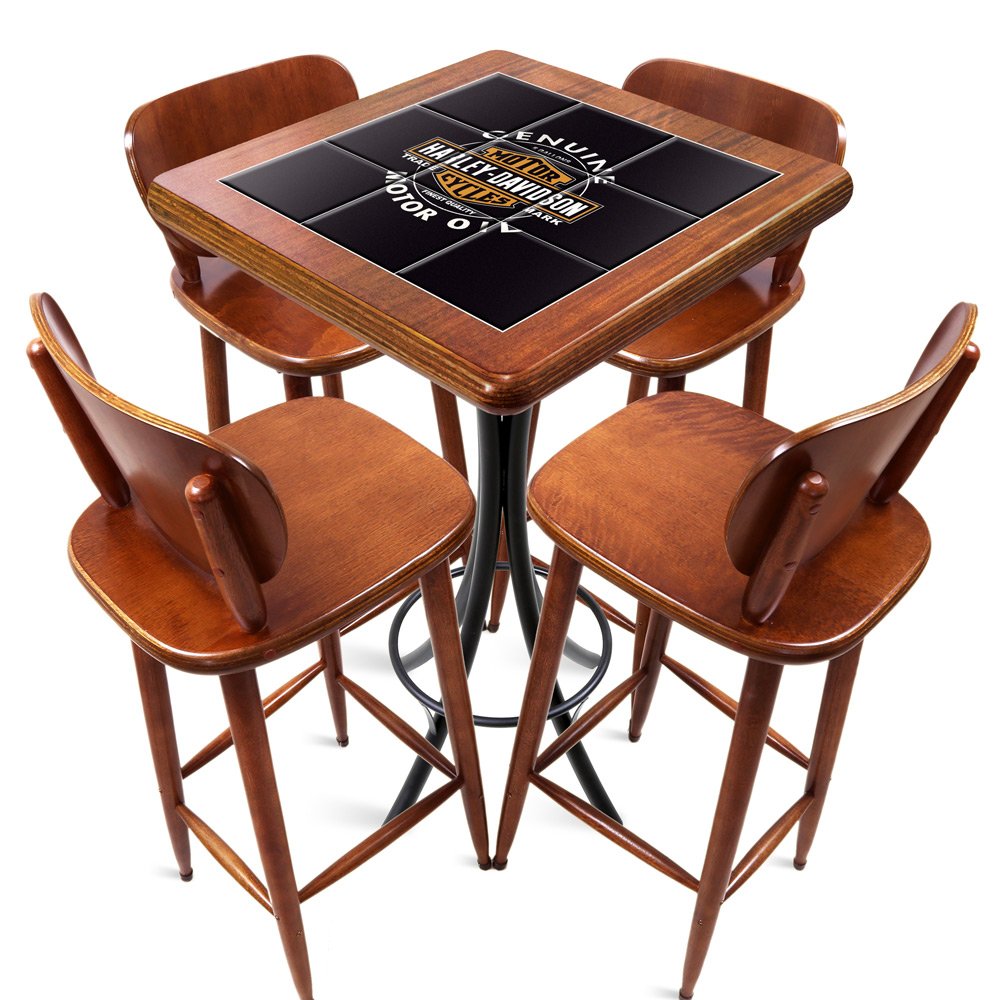 Mesa Madeira Azulejo 60x60cm - Bistrô Fixa 98cm - Natural - Harley